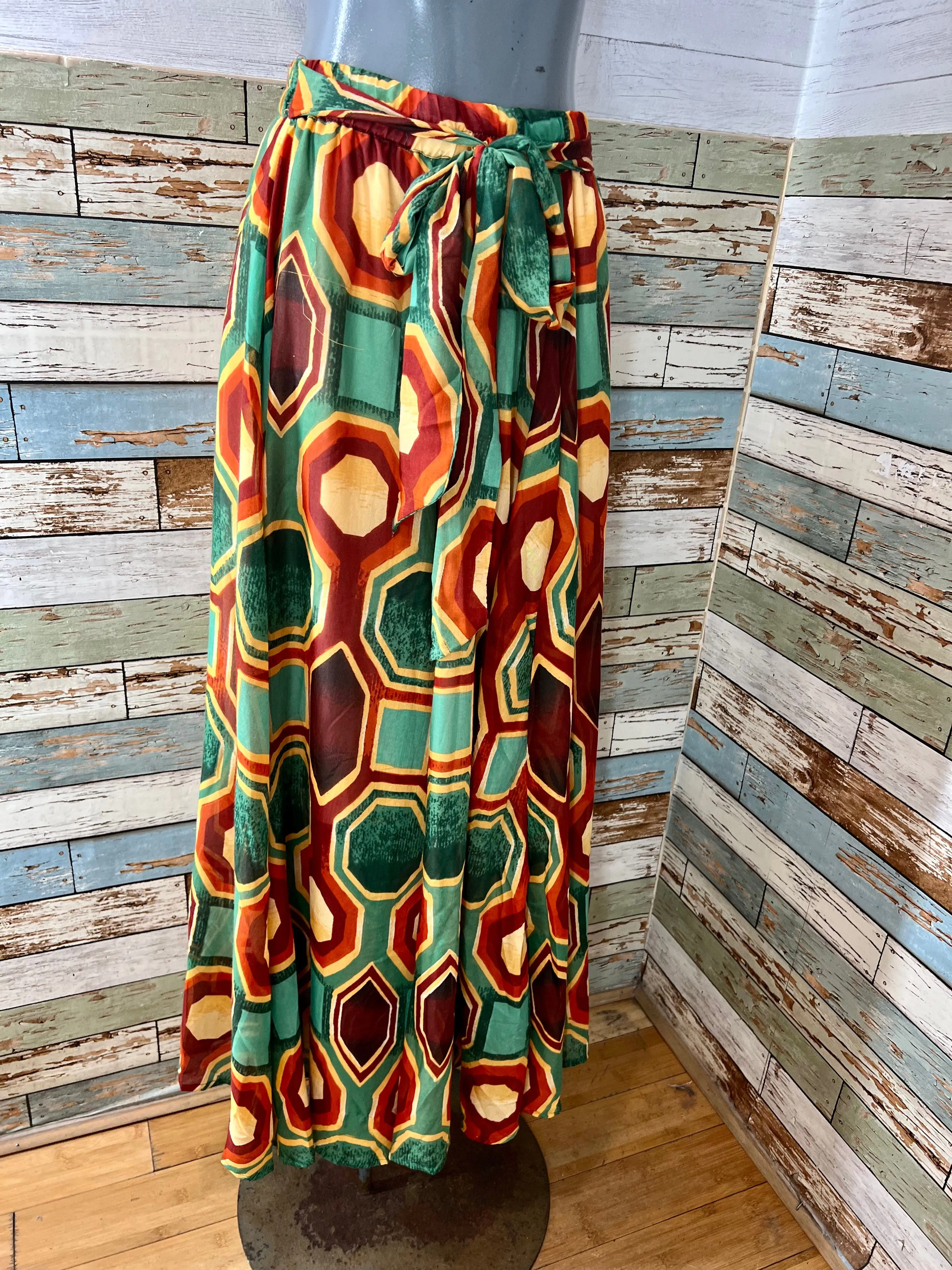 00’s Revival 80’s Fall Print Maxi Skirt