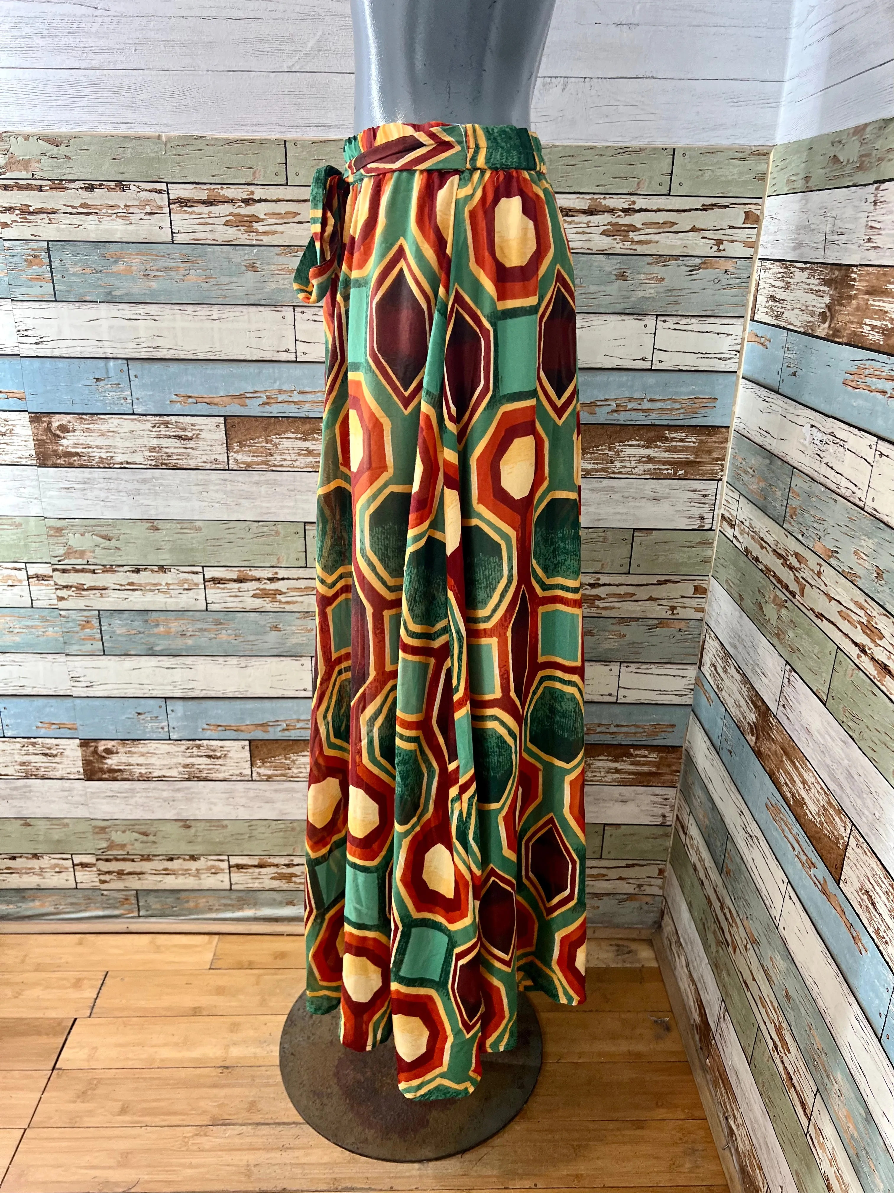00’s Revival 80’s Fall Print Maxi Skirt