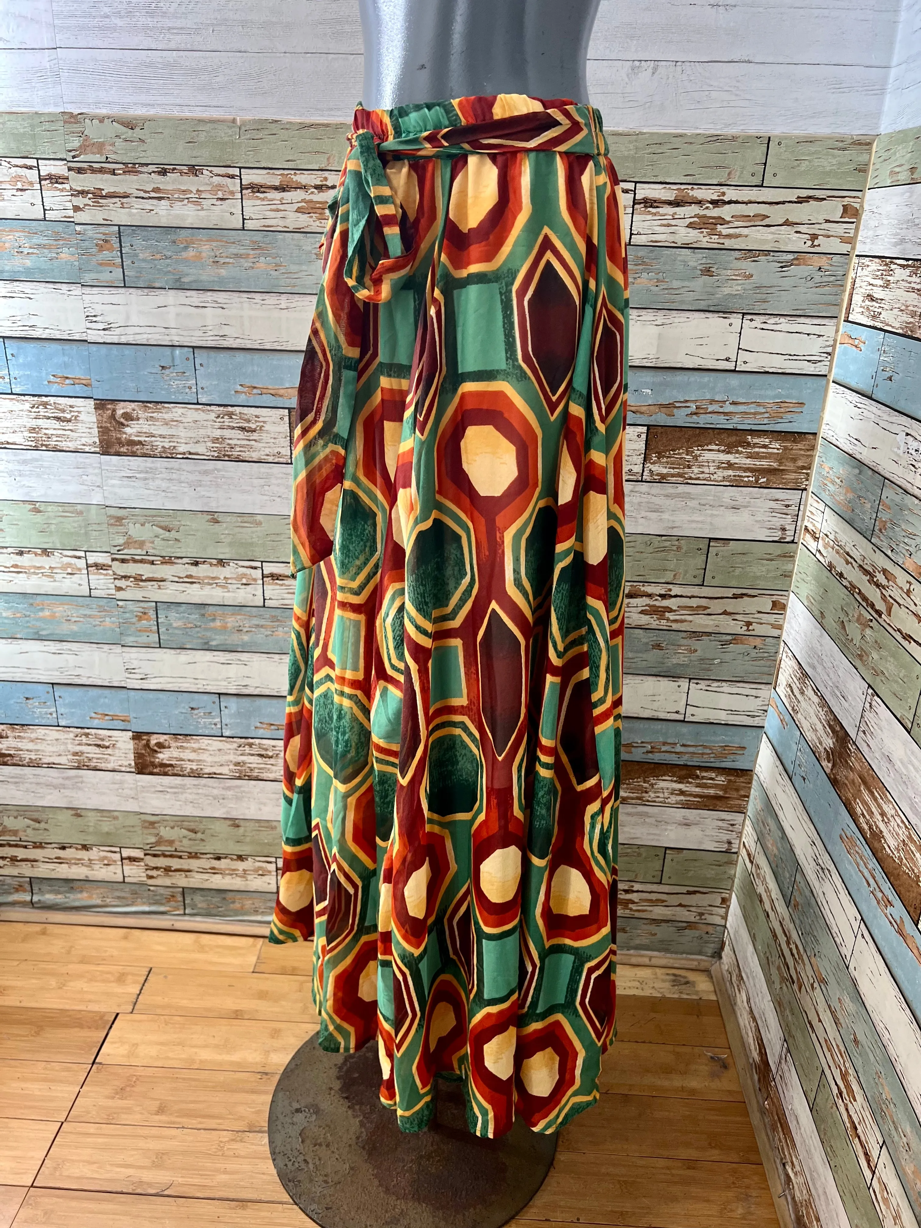 00’s Revival 80’s Fall Print Maxi Skirt