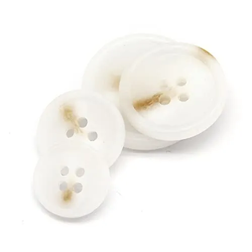 10 Pcs Imitation Horn Flatback Buttons Resin Buttons for Clothing Suit Coat Decorations DIY Accessories (01 White, 18mm)