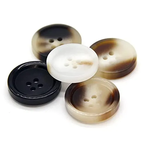 10 Pcs Imitation Horn Flatback Buttons Resin Buttons for Clothing Suit Coat Decorations DIY Accessories (01 White, 18mm)