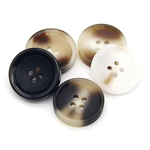 10 Pcs Imitation Horn Flatback Buttons Resin Buttons for Clothing Suit Coat Decorations DIY Accessories (01 White, 18mm)