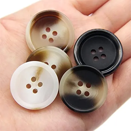 10 Pcs Imitation Horn Flatback Buttons Resin Buttons for Clothing Suit Coat Decorations DIY Accessories (01 White, 18mm)