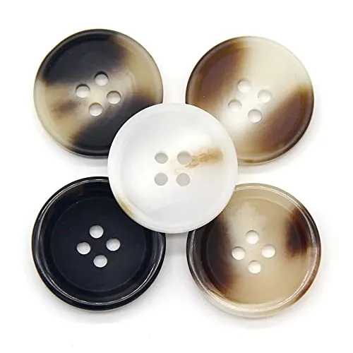 10 Pcs Imitation Horn Flatback Buttons Resin Buttons for Clothing Suit Coat Decorations DIY Accessories (01 White, 18mm)