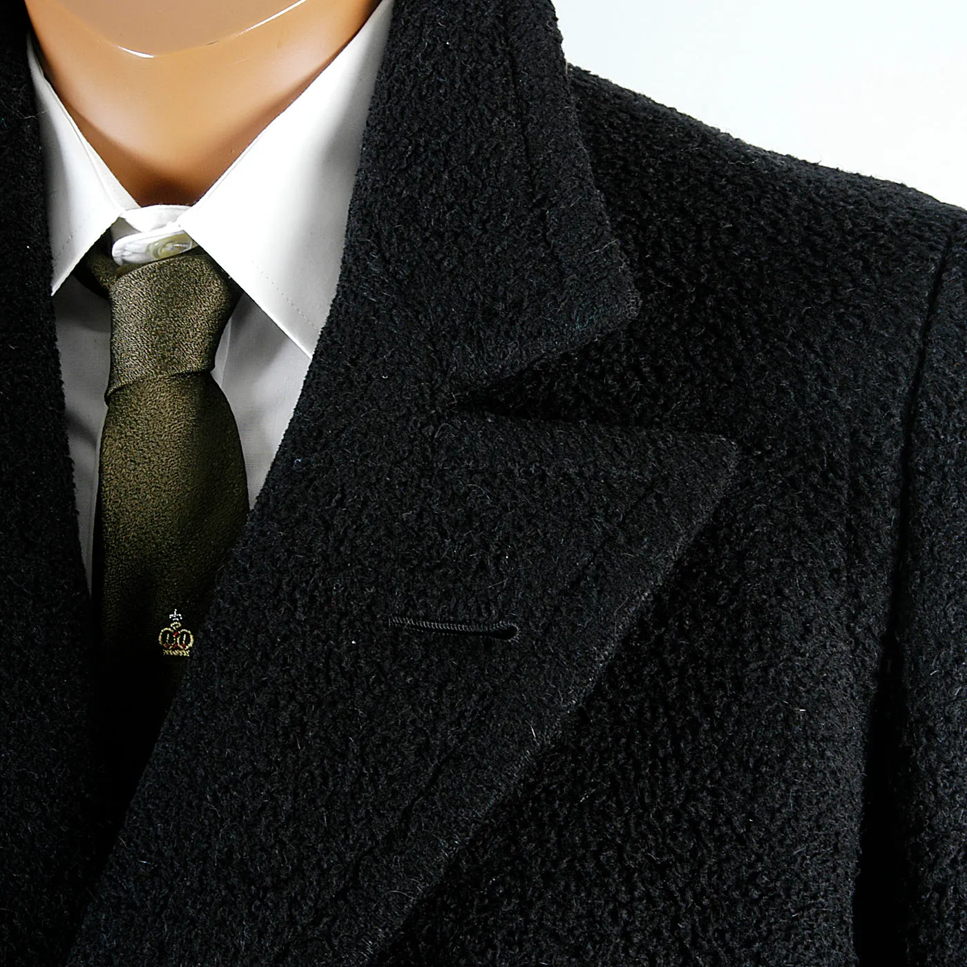 1920s Men's Black Wool Overcoat