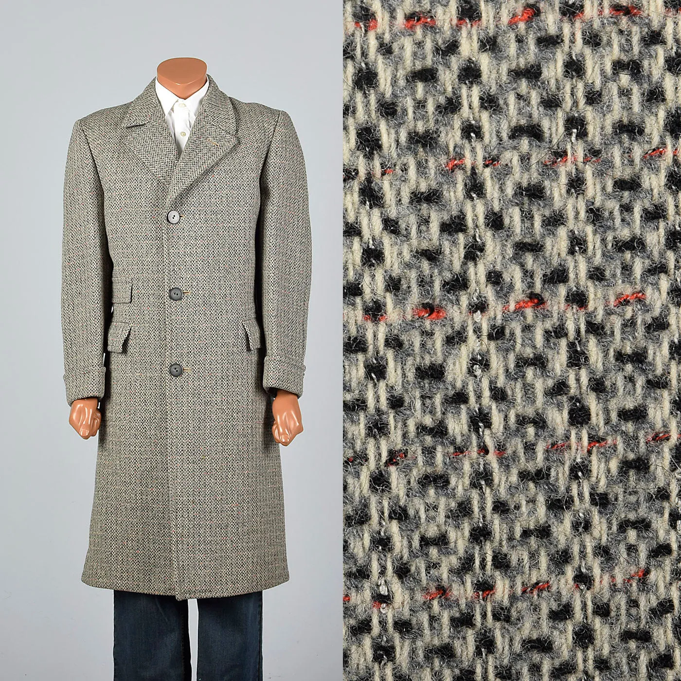 1950s Mens Tweed Overcoat