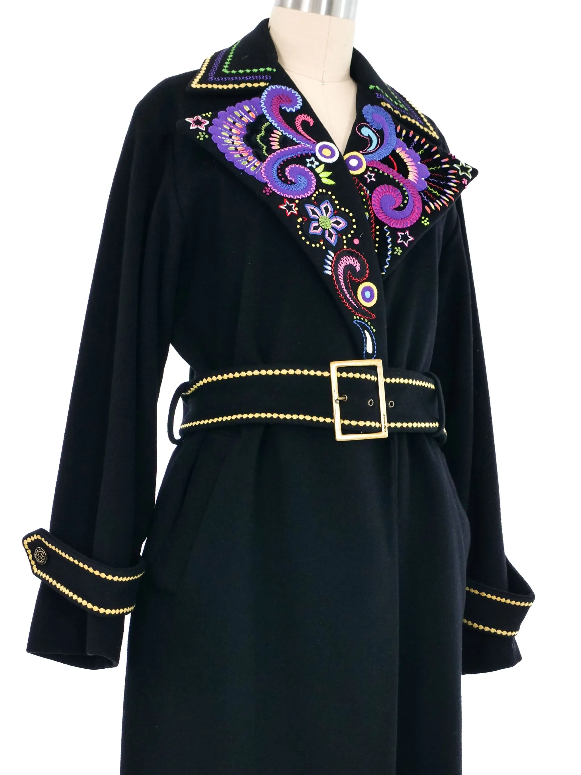 2002 Gianni Versace Embroidered Wool Overcoat