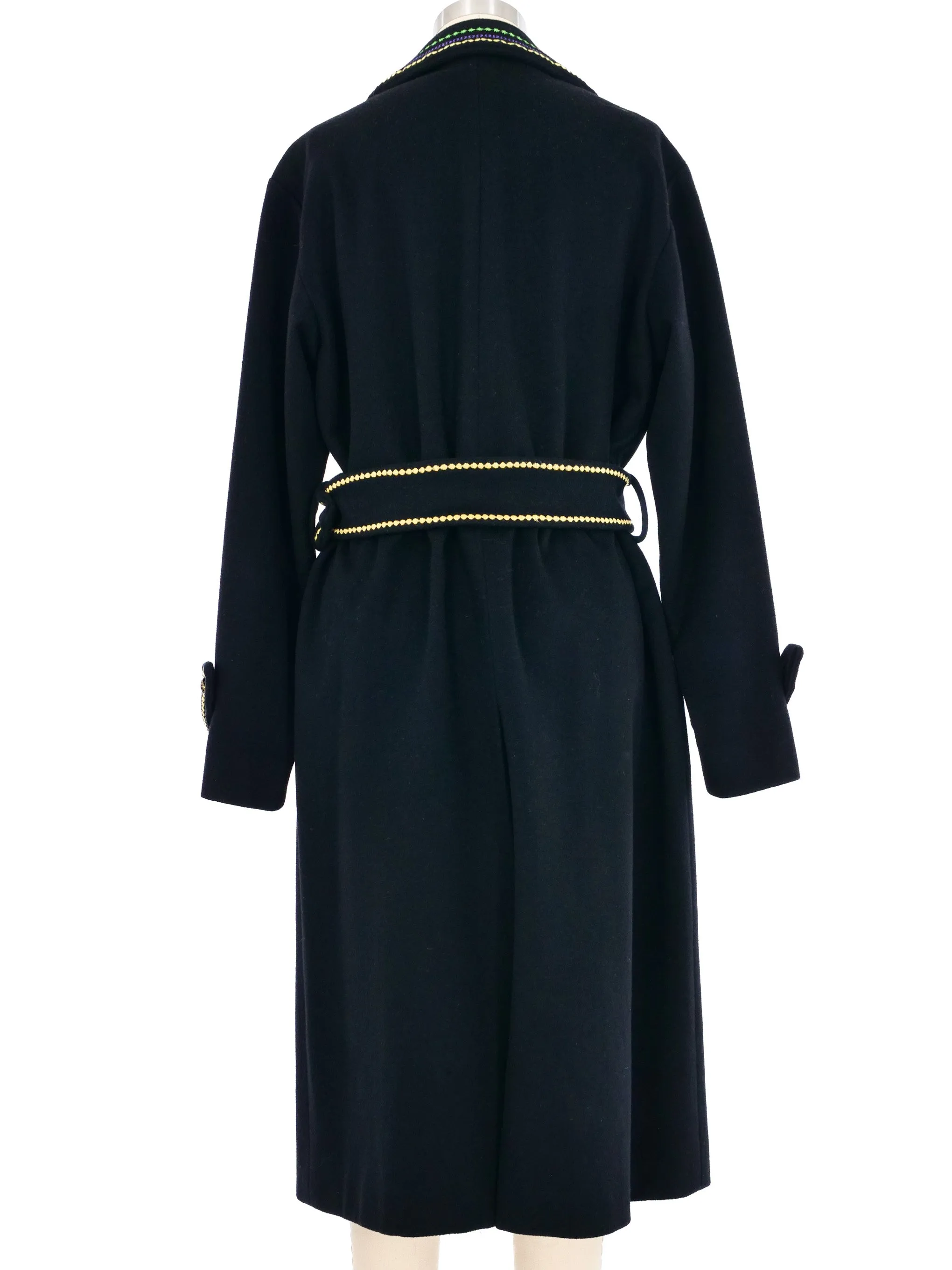 2002 Gianni Versace Embroidered Wool Overcoat