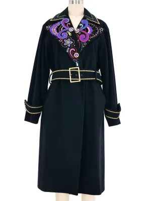 2002 Gianni Versace Embroidered Wool Overcoat