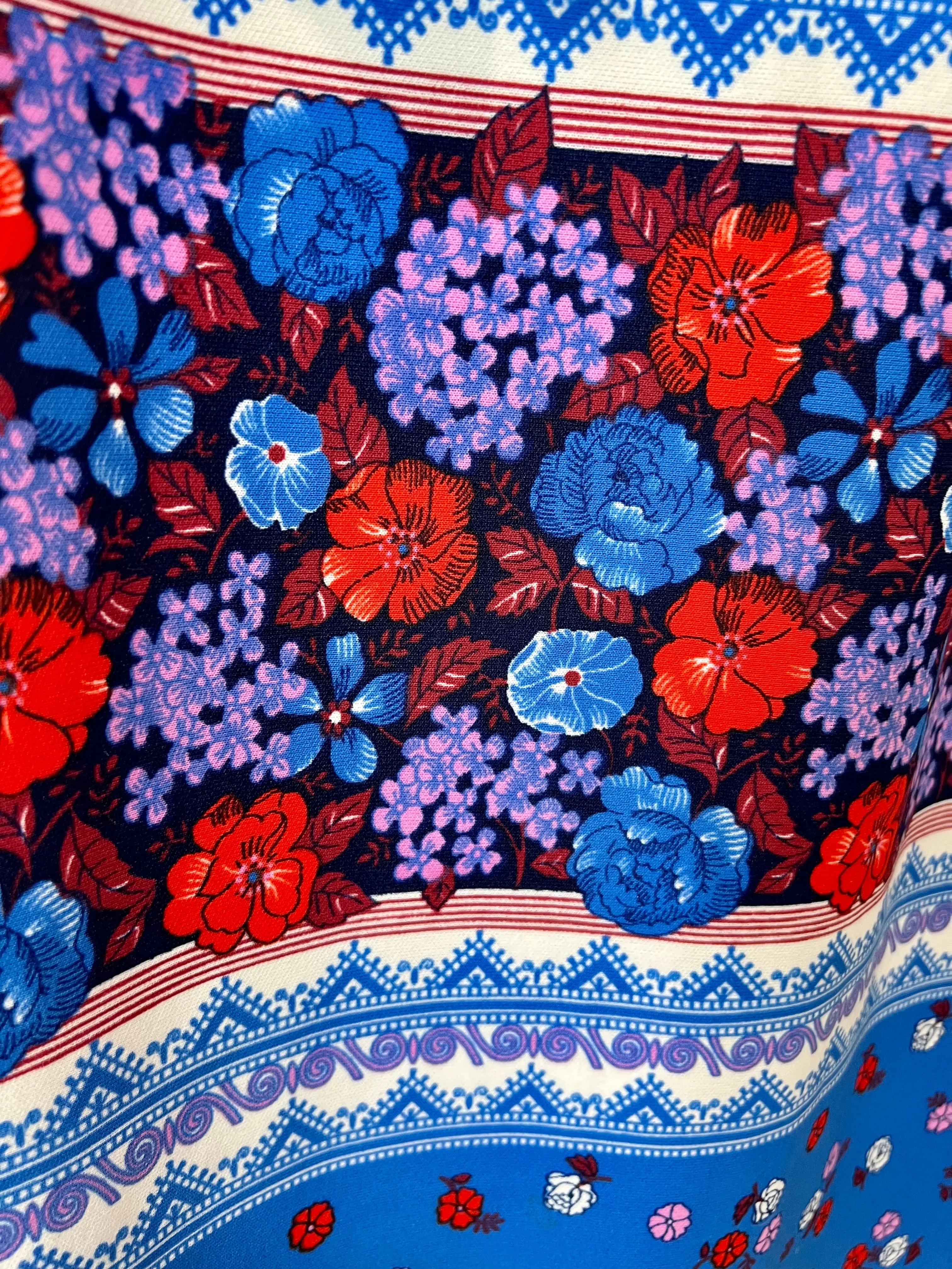 70’s Blue Multicolor Floral Maxi Skirt