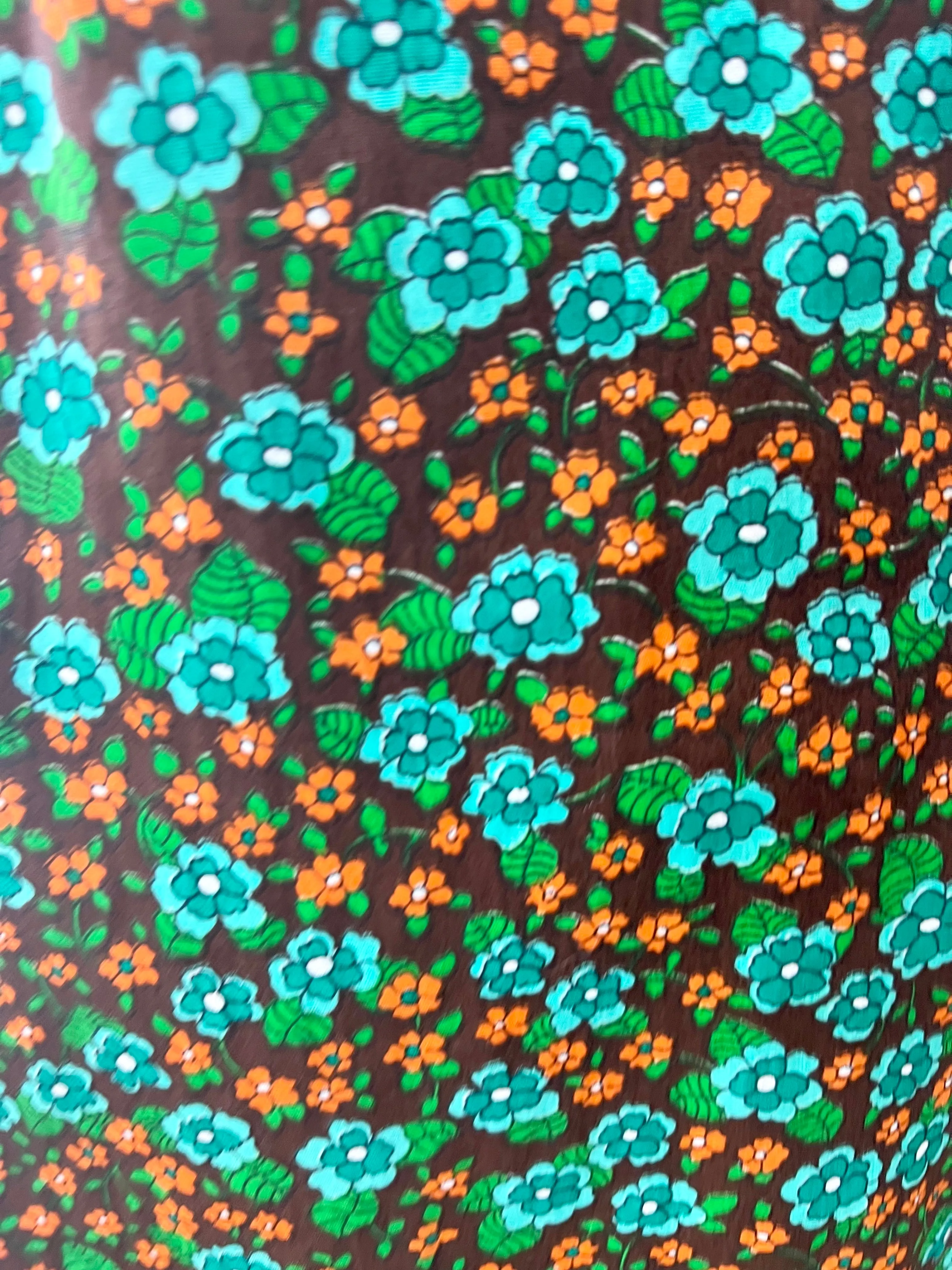 70’s Green Small Flower Print Maxi Skirt