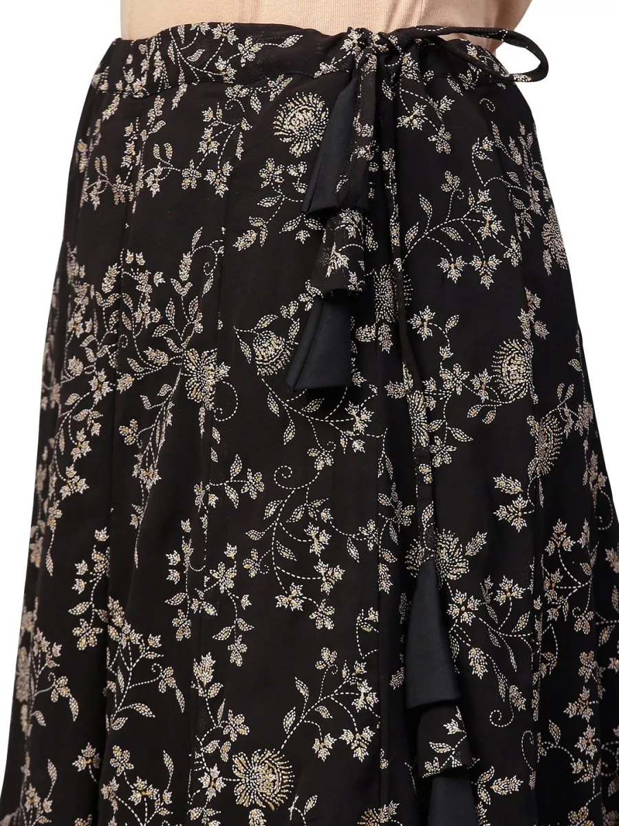 Ahalyaa Indowestern Black Shirt With Skirt Set