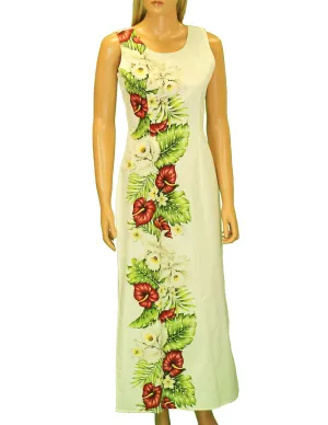 Alika Long Maxi Side Border Band Sleeveless Hawaii Dress