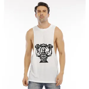 All-Over Print Men's O-neck Long Tank Top skull fitness