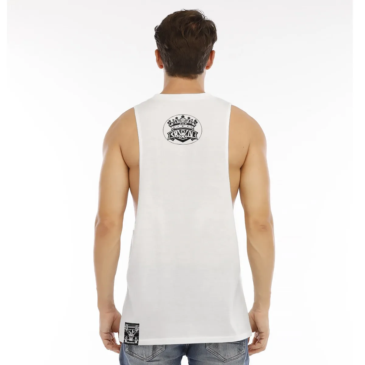 All-Over Print Men's O-neck Long Tank Top skull fitness