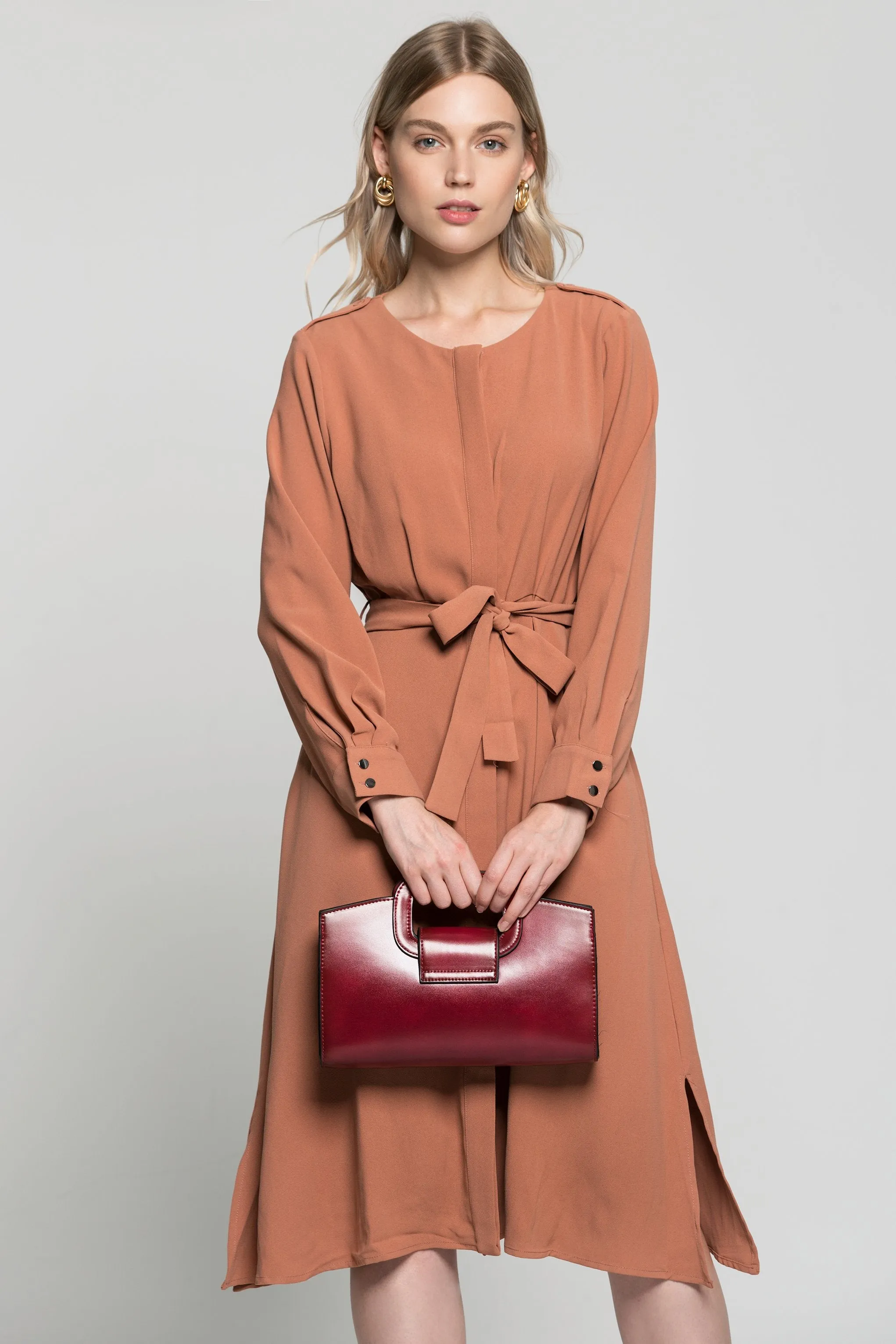 Almond Wrap Around Midi Dress