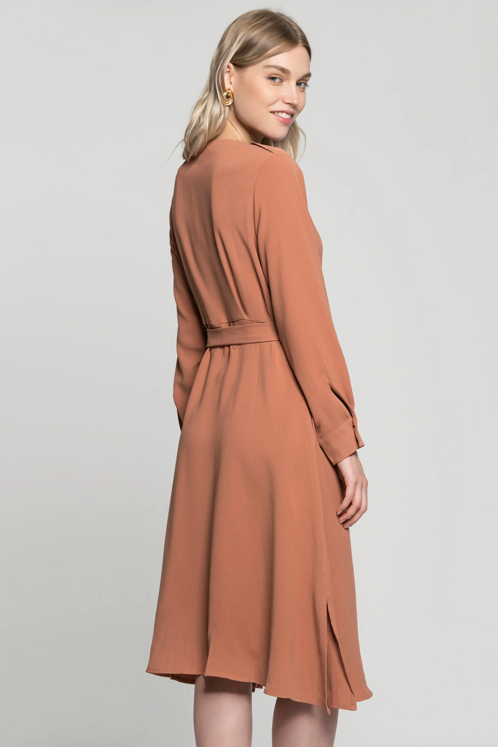 Almond Wrap Around Midi Dress