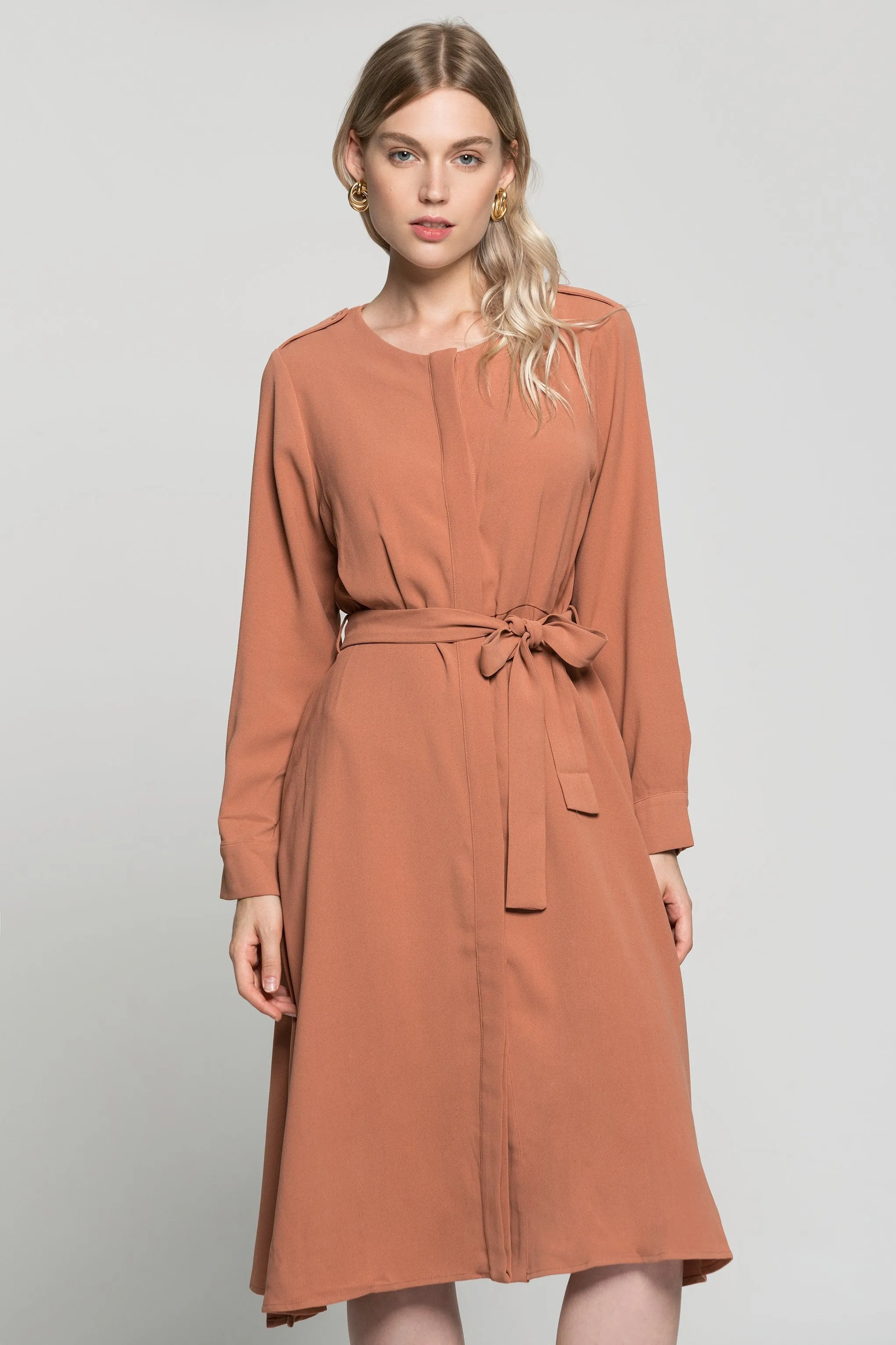 Almond Wrap Around Midi Dress