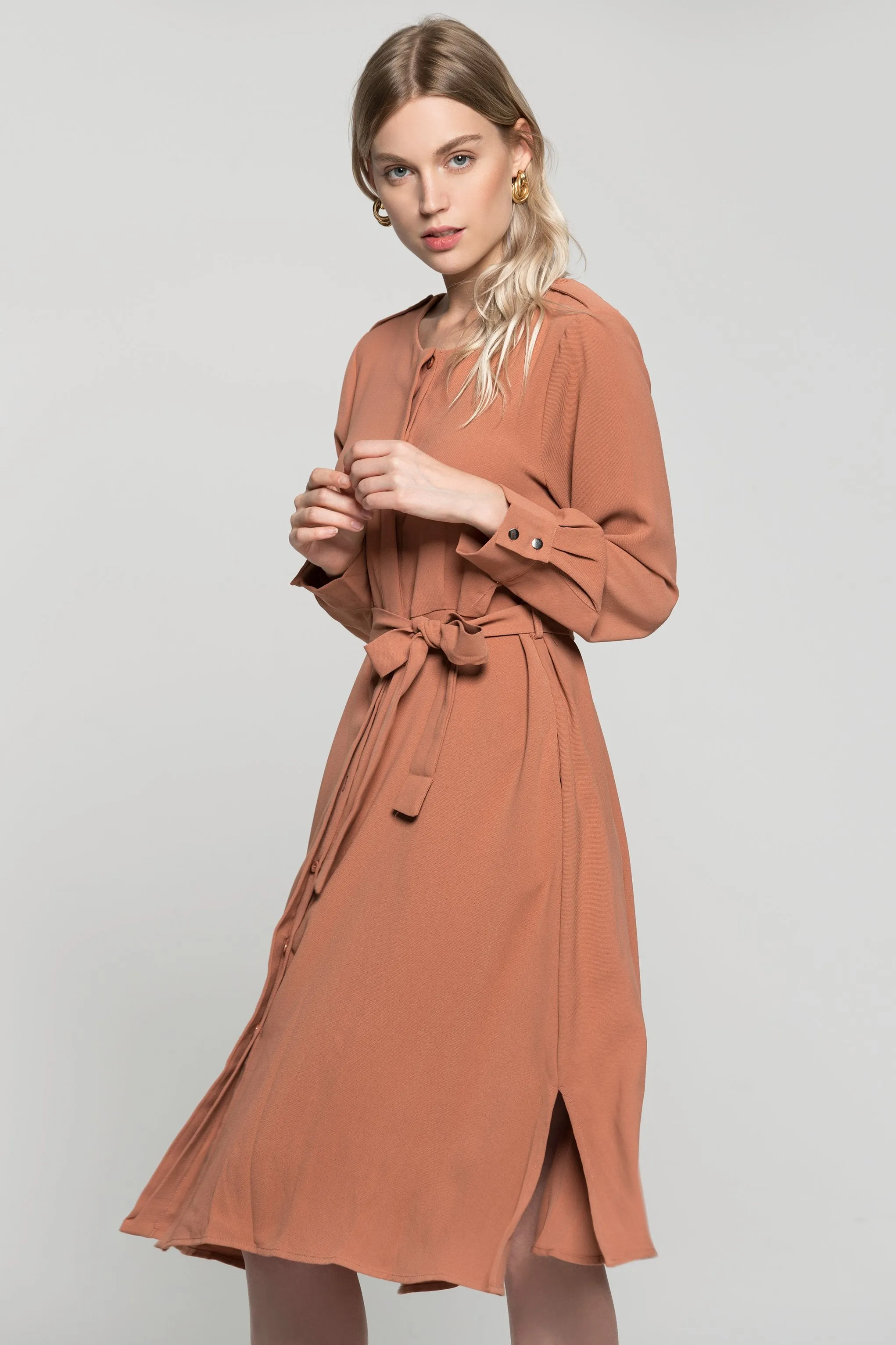 Almond Wrap Around Midi Dress