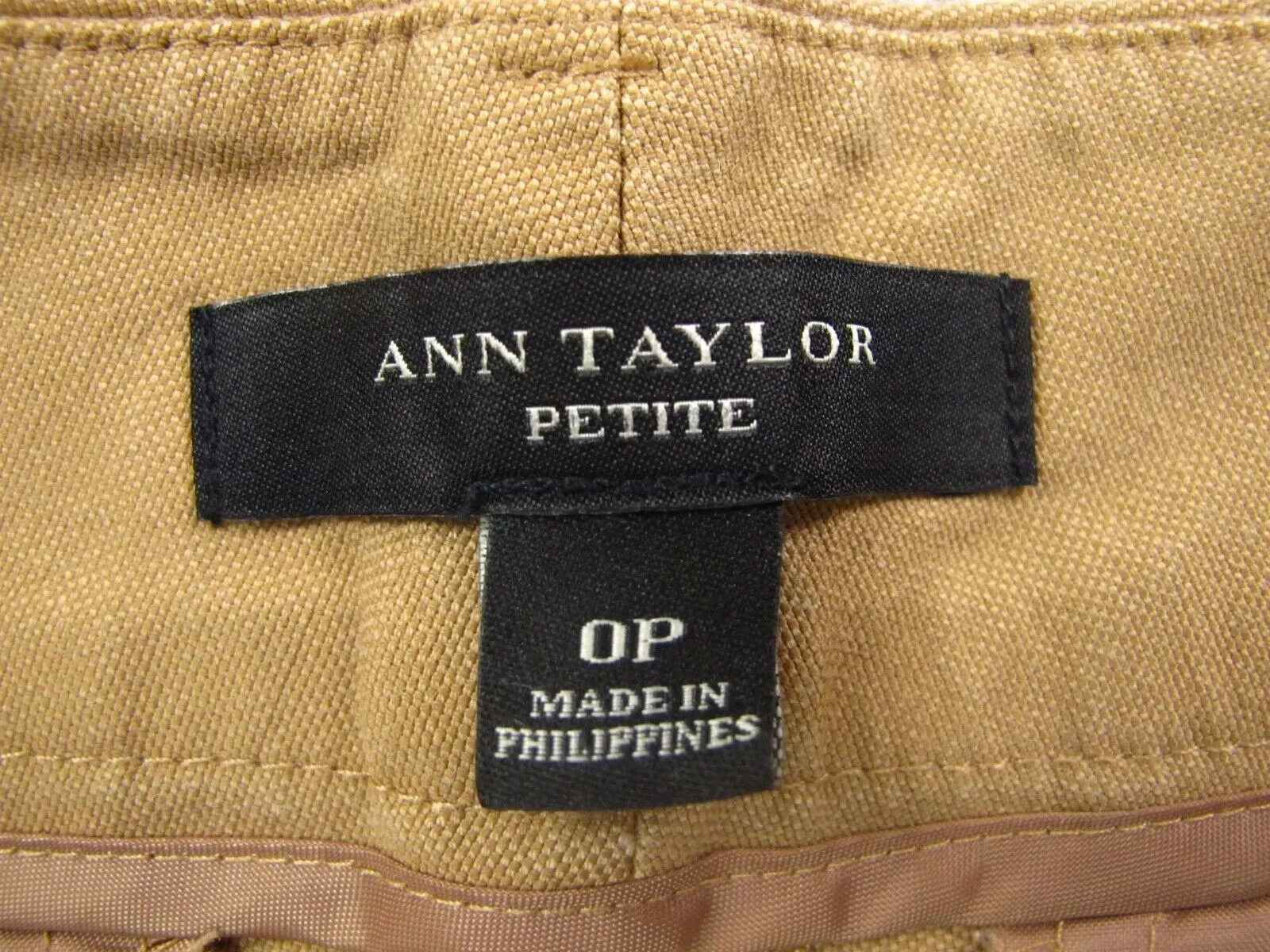 Ann Taylor Womens Pant Dress Mid Rise Straight Leg Pockets khaki Size 0P