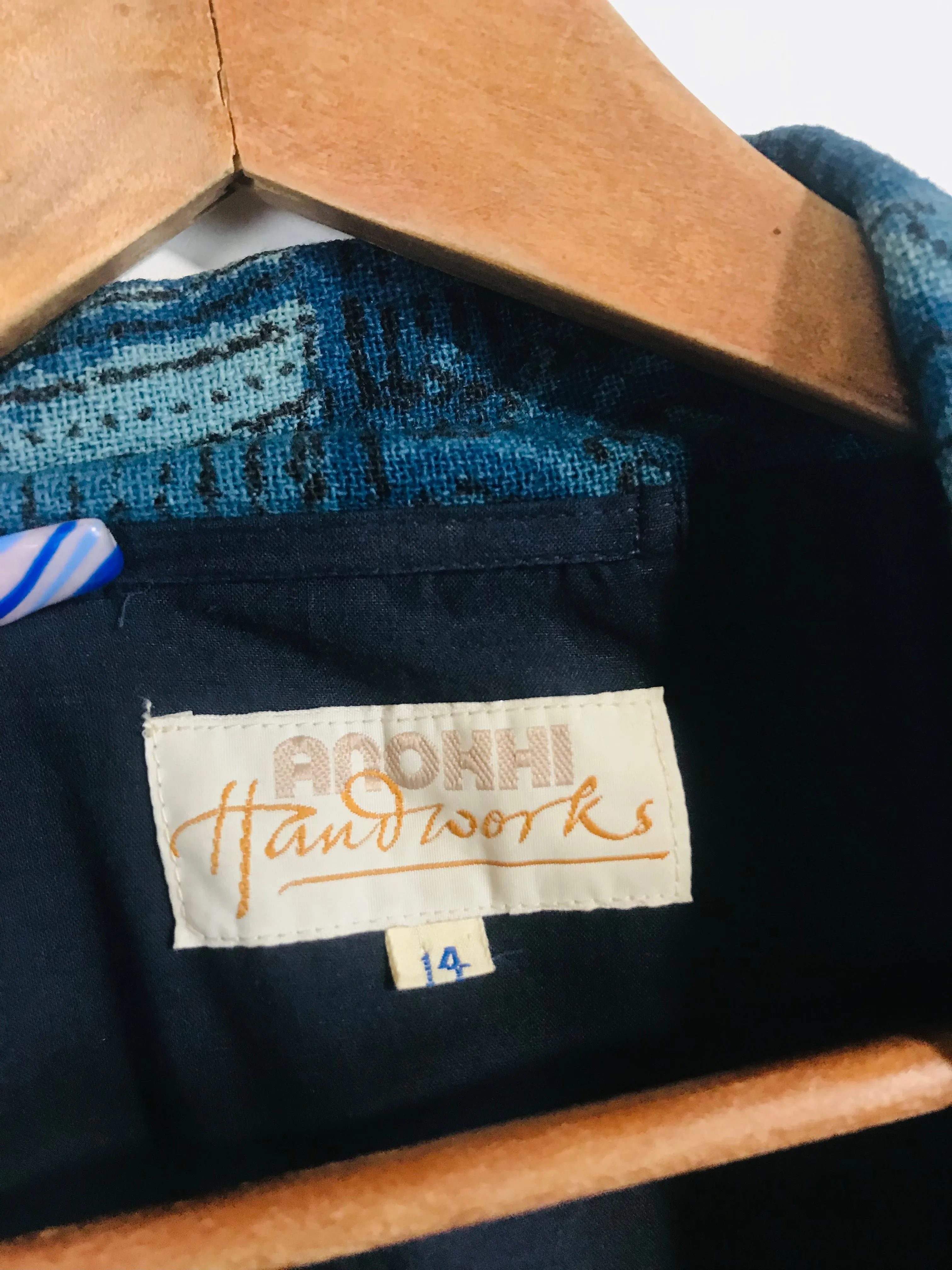 Anokhi Women's Cotton Boho Kimono Overcoat | UK14 | Blue
