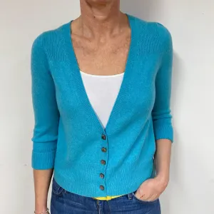 Aquamarine Blue Cashmere V-Neck Cardigan Medium