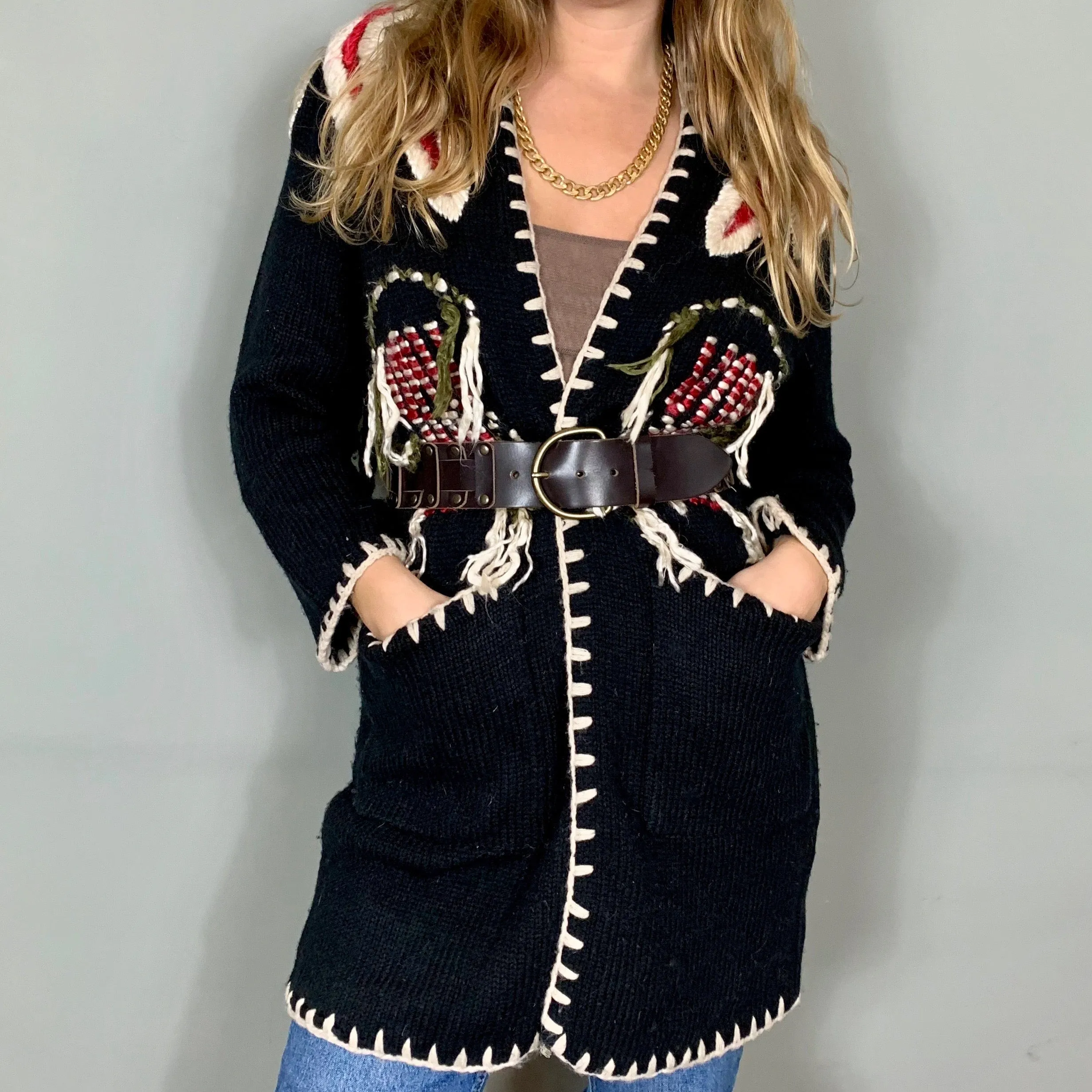 Arianna, embroidered fringed jacket