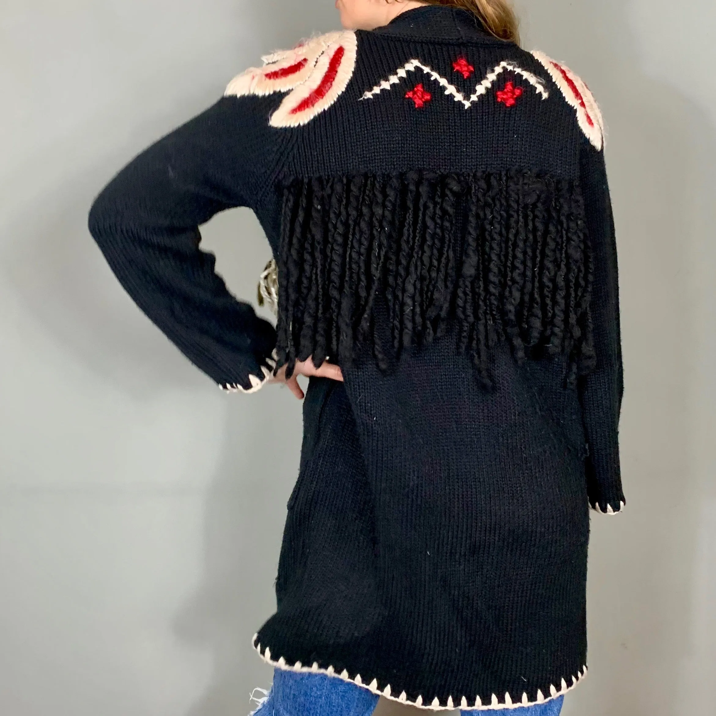 Arianna, embroidered fringed jacket