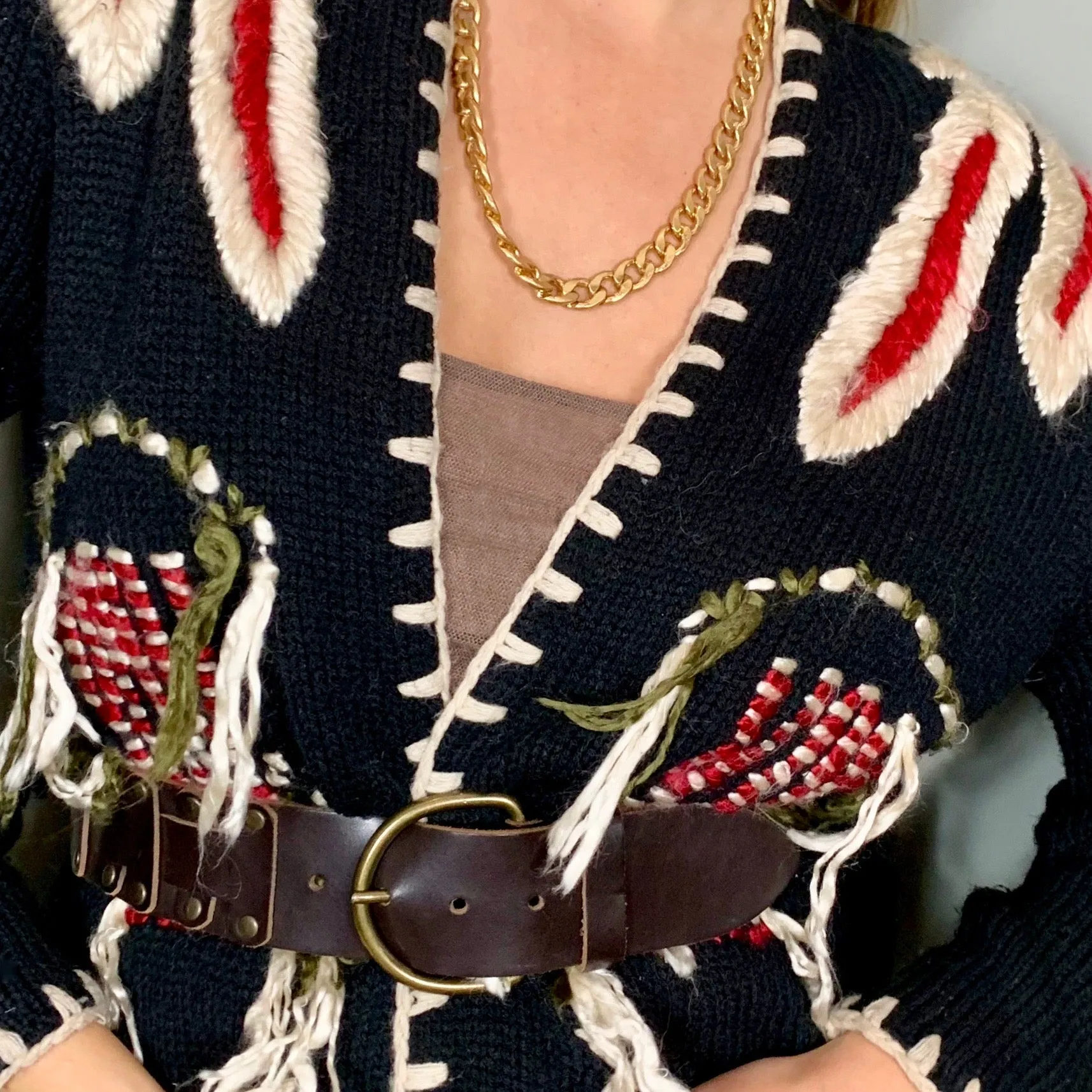 Arianna, embroidered fringed jacket
