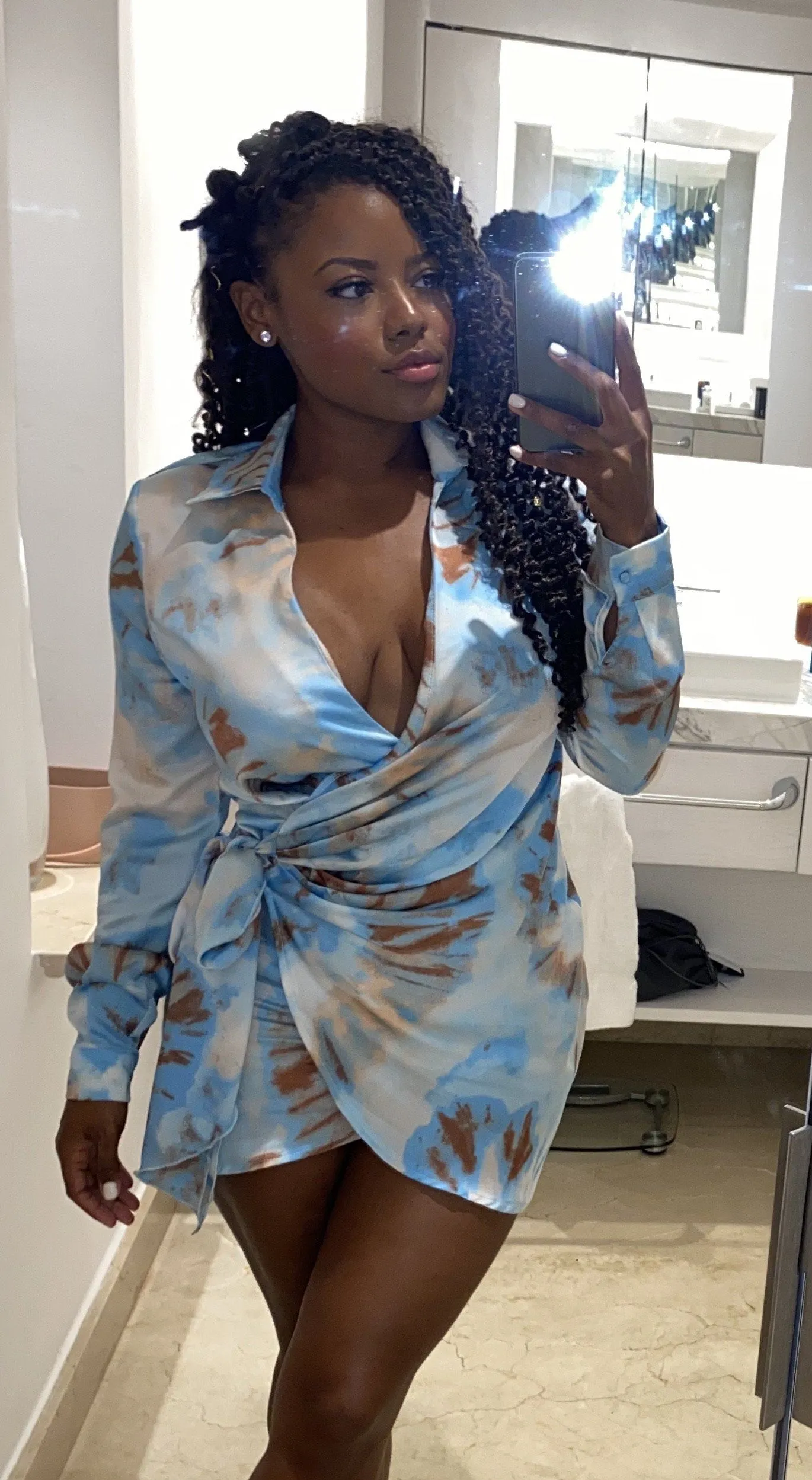 August Tie Dye Satin Shirt Dress