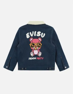 Bear Print Reversible Denim Jacket