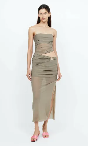 Bec & Bridge Iona Strapless Dress in Taupe