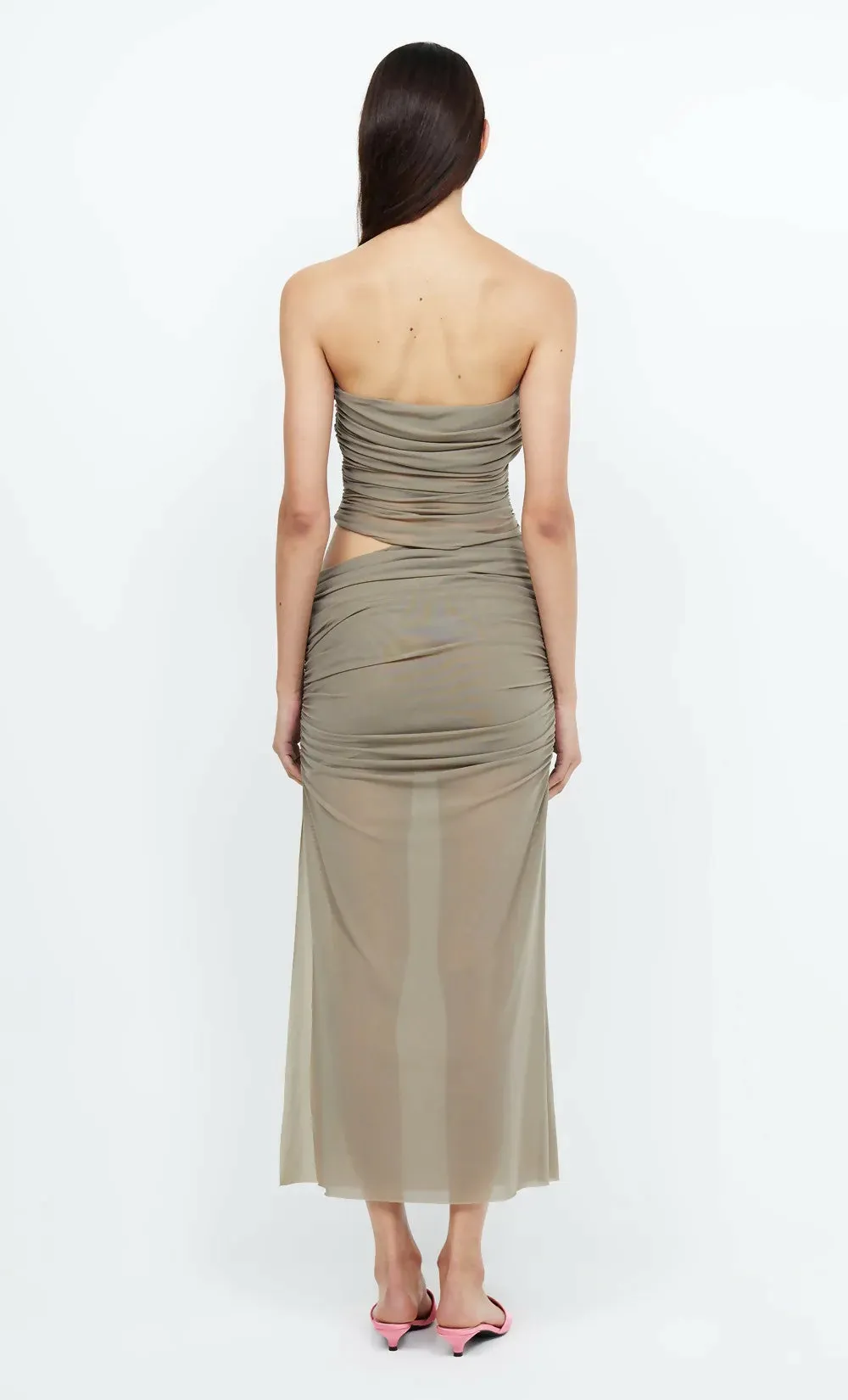 Bec & Bridge Iona Strapless Dress in Taupe