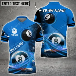 Billiards Ball 8 Light Personalized Name, Team Name Unisex 3D Polo Shirt Multicolor Options