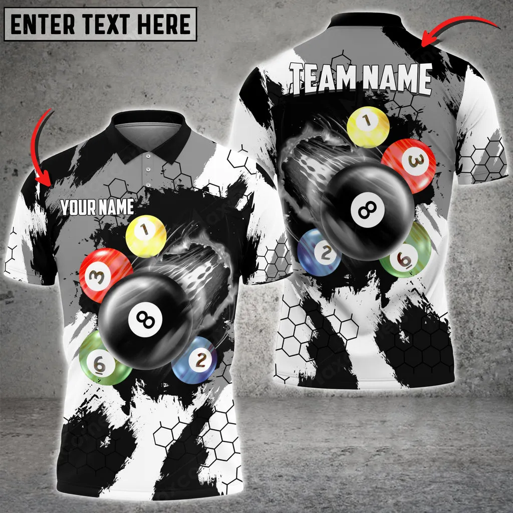 Billiards Breaking Hexagon Multilcolor Personalized Name, Team Name Unisex 3D Polo Shirt
