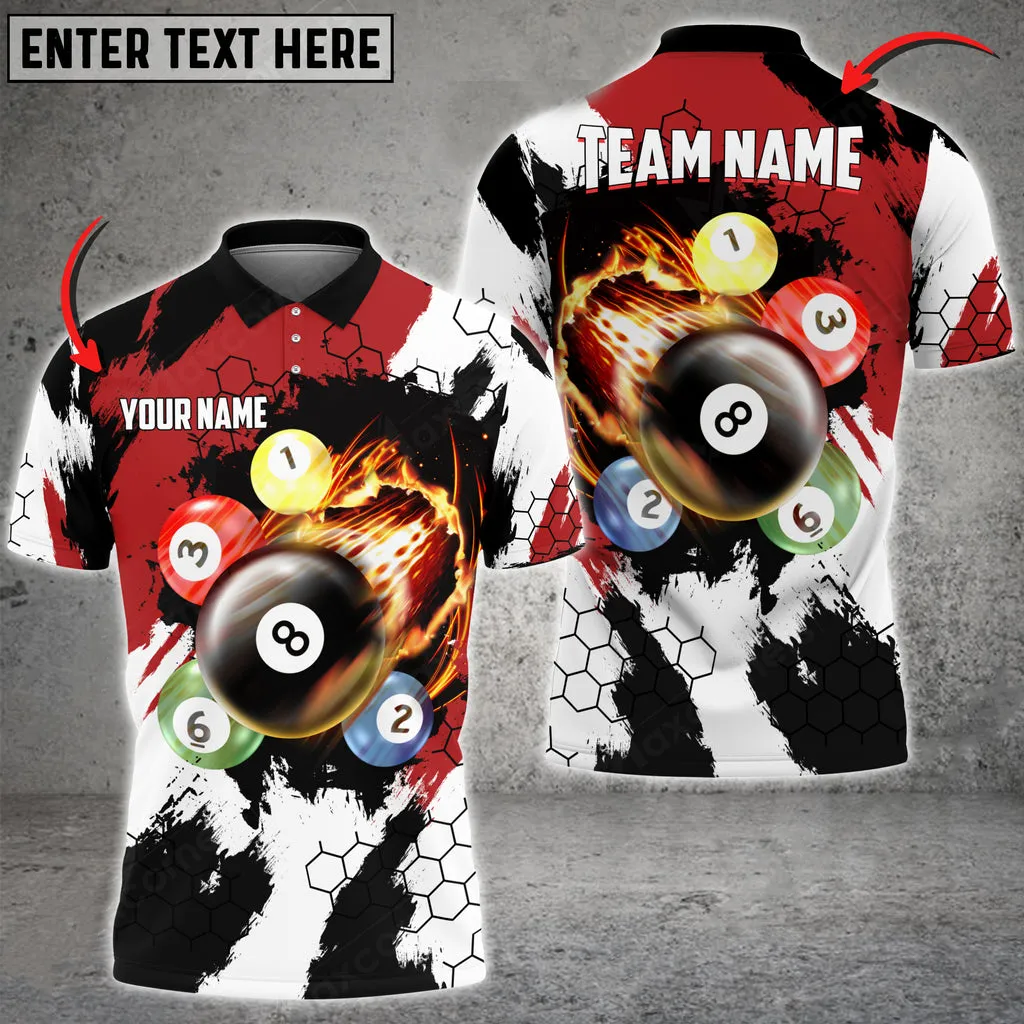 Billiards Breaking Hexagon Multilcolor Personalized Name, Team Name Unisex 3D Polo Shirt