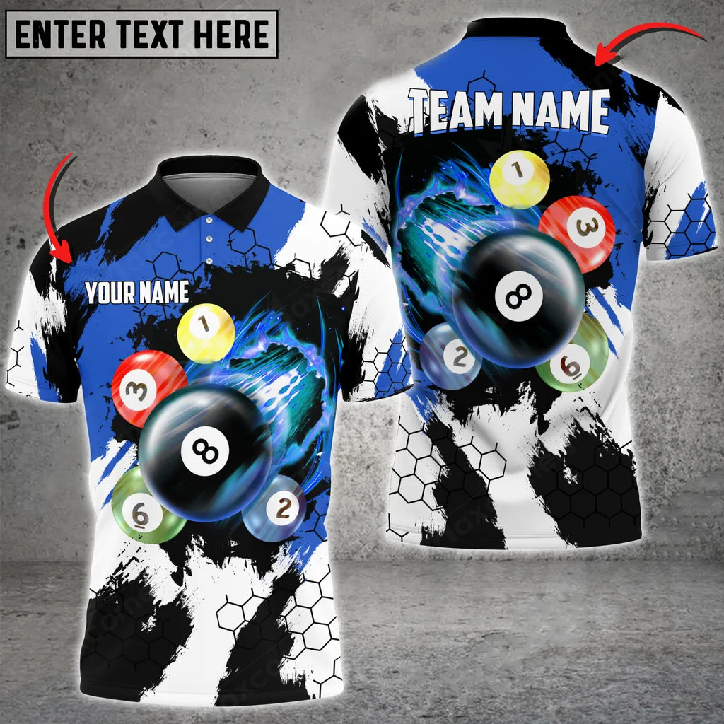 Billiards Breaking Hexagon Multilcolor Personalized Name, Team Name Unisex 3D Polo Shirt