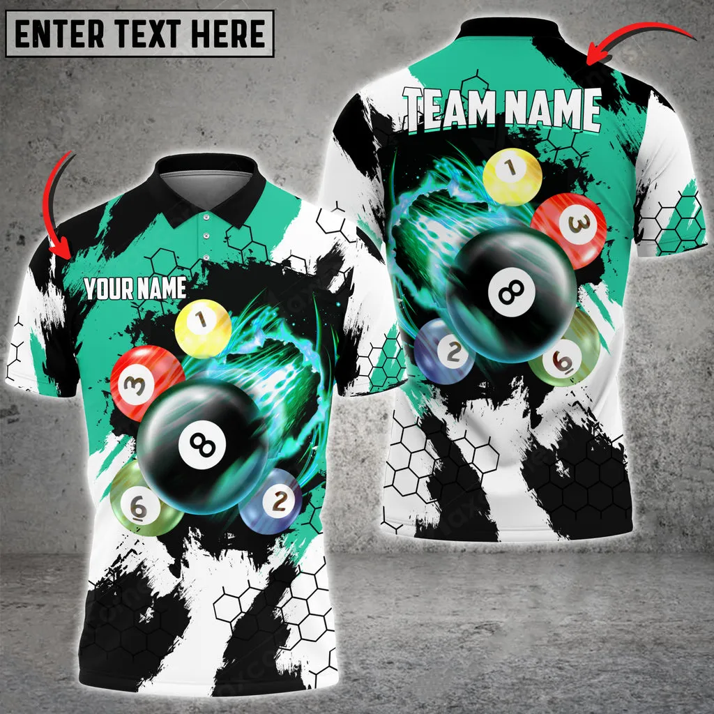 Billiards Breaking Hexagon Multilcolor Personalized Name, Team Name Unisex 3D Polo Shirt