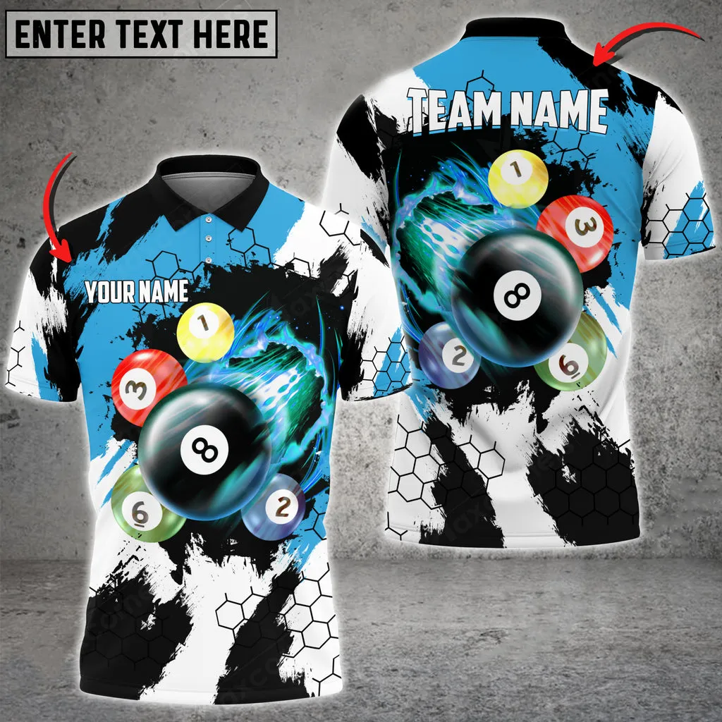 Billiards Breaking Hexagon Multilcolor Personalized Name, Team Name Unisex 3D Polo Shirt