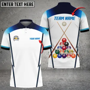 Billiards Personalized Name Team Name 3D Polo Shirt, Idea Gift for Billiards Lovers