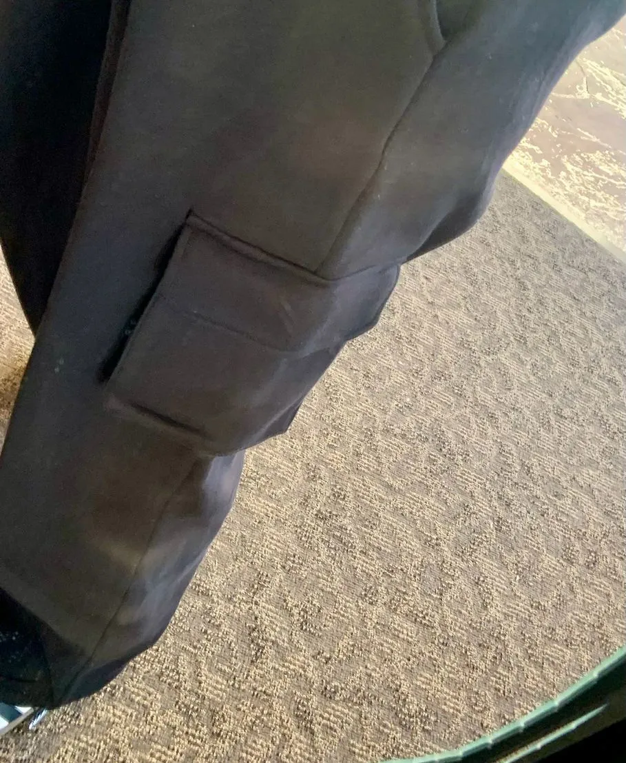 Black Fleece Cargo Wide Leg Sweatpants