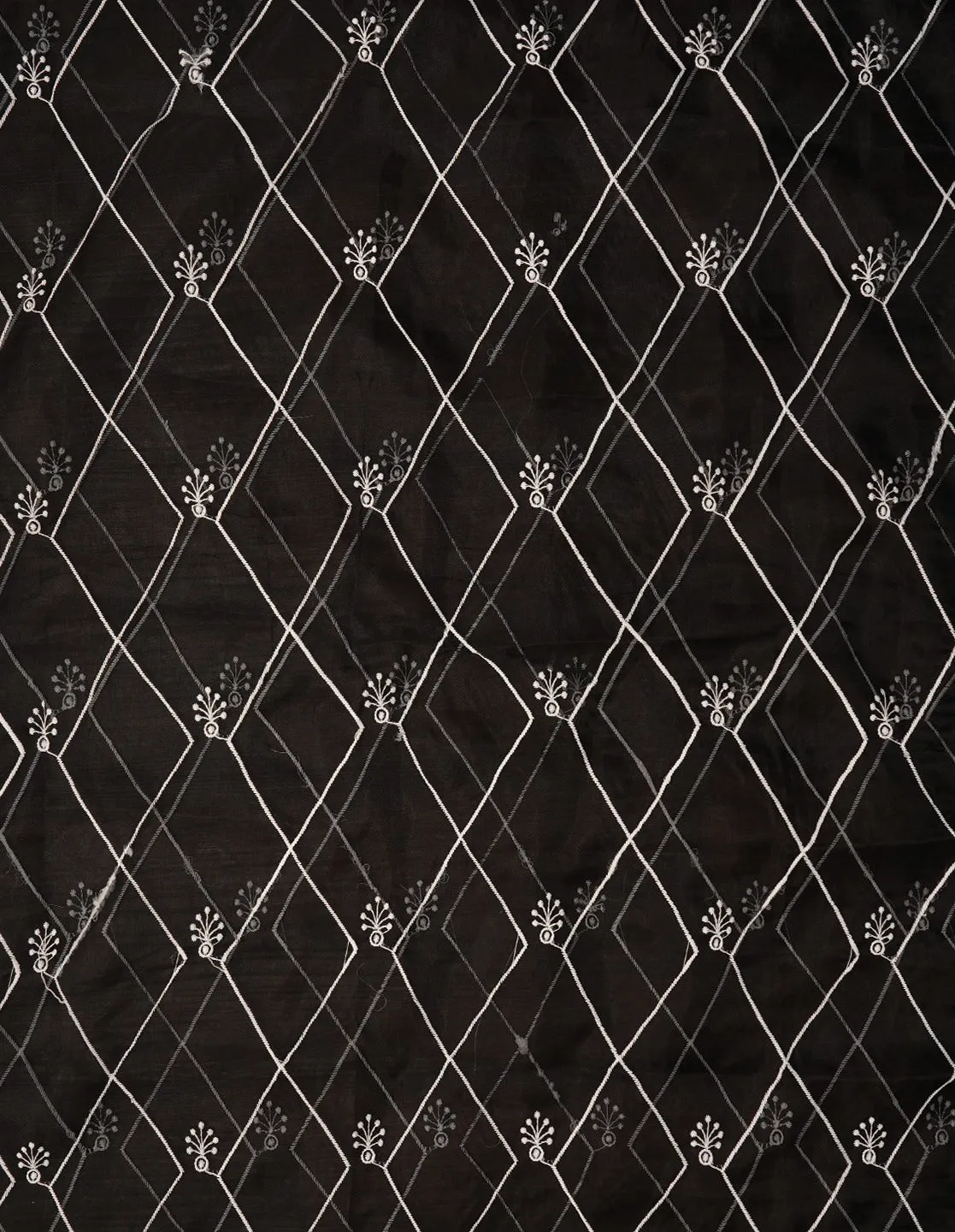 Black Unstitched Embroidered Organza Dress Material With Dupatta