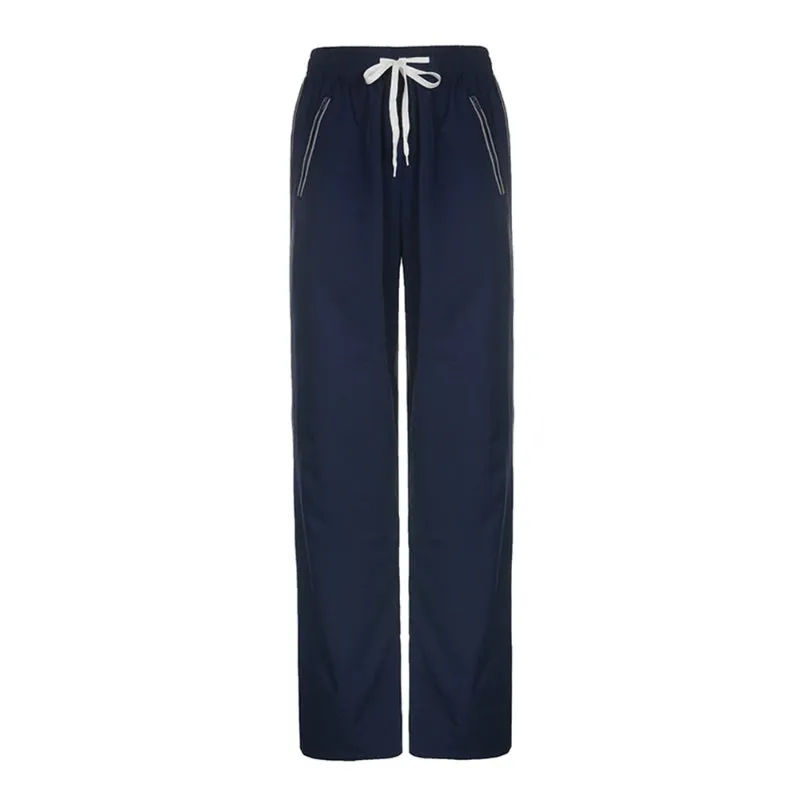 Blue Casual Low Rise Streetwear Sweatpants