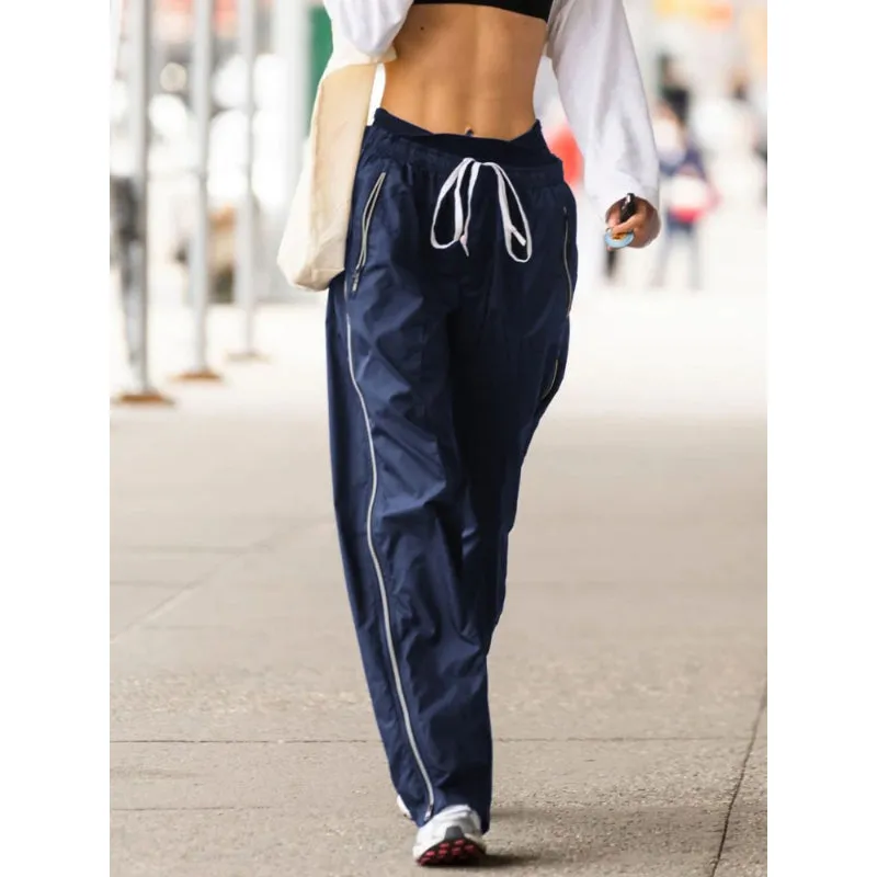 Blue Casual Low Rise Streetwear Sweatpants