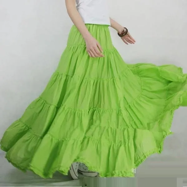Boho Long Airy Pleated Skirt