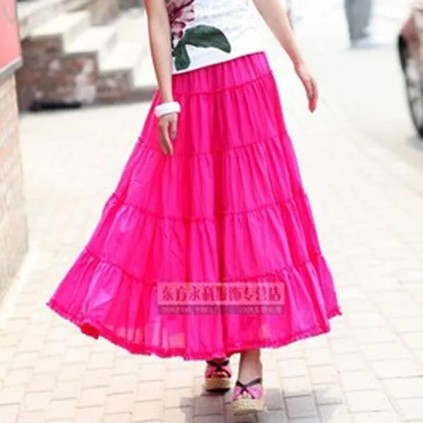 Boho Long Airy Pleated Skirt