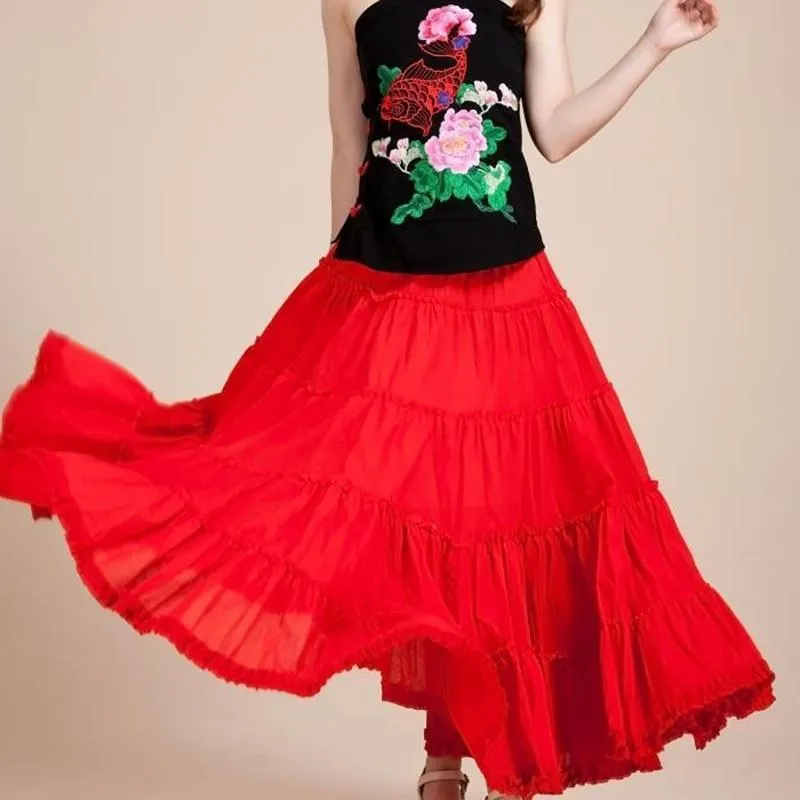 Boho Long Airy Pleated Skirt