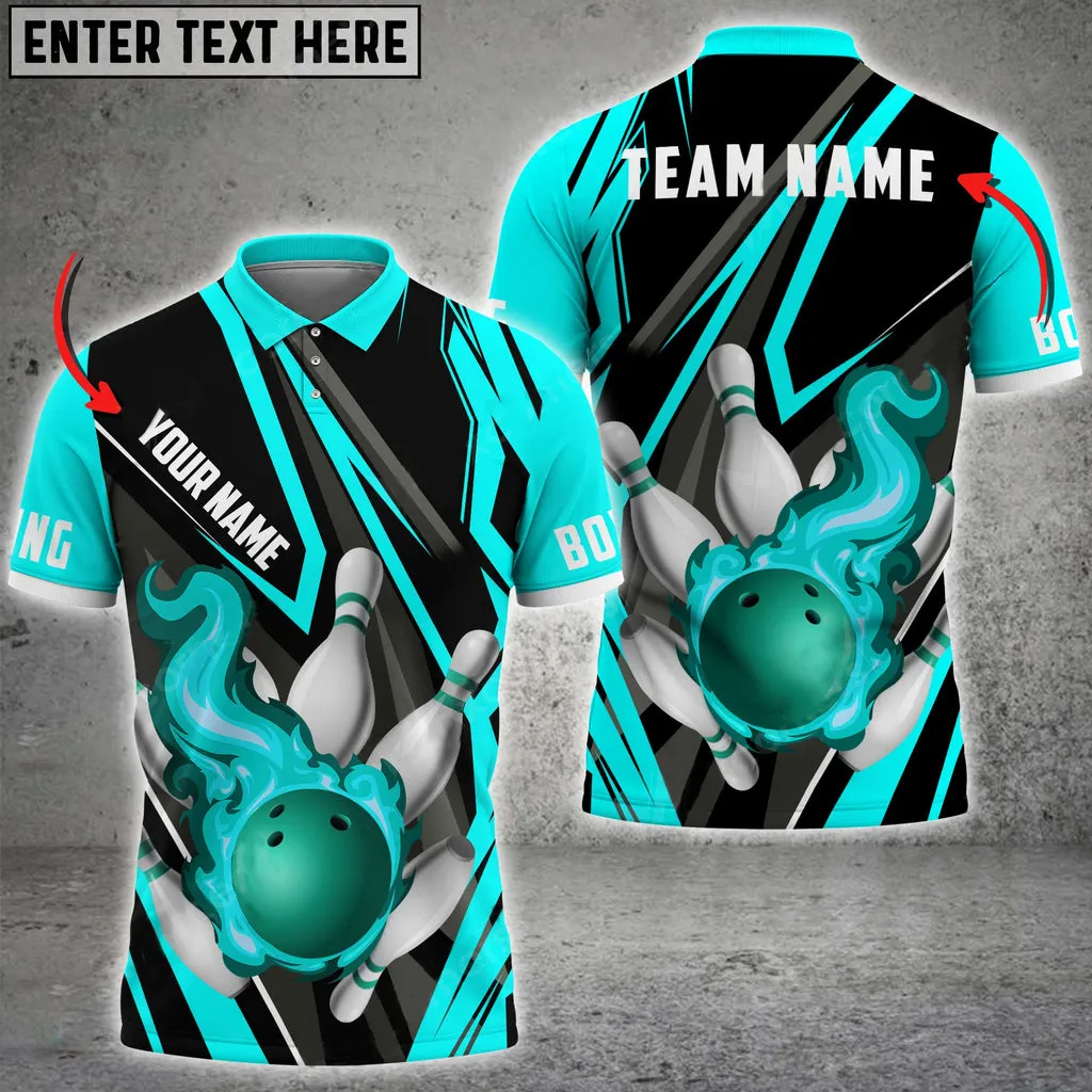Bowling And Pins Speed Fire Multicolor Option Customized Name 3D Shirt, Idea Gift for Bowler