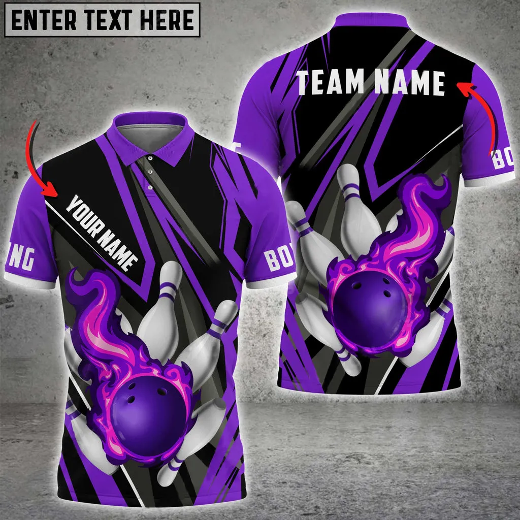 Bowling And Pins Speed Fire Multicolor Option Customized Name 3D Shirt, Idea Gift for Bowler