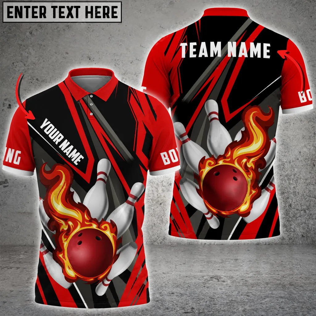 Bowling And Pins Speed Fire Multicolor Option Customized Name 3D Shirt, Idea Gift for Bowler